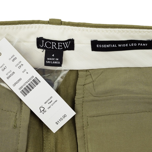 New JCREW Size 4 Wide Leg Essential Pant in Linen Dusty Fatigue $128 BW528 - Picture 4 of 4